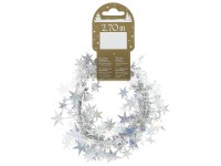 Vánoční dekorace girlanda s hvězdami holografická, stříbrná, 270 cm