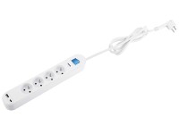 VLC Prodlužovací kabel s vypínačem, 4 zásuvky + 2 USB, max. 16 A/3500 W, 1,4 m