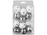 Rolničky stříbrné a bílé 4 cm, 12 ks