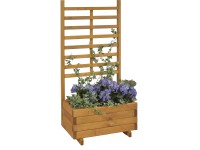 Gaspo Dřevěný truhlík Gmunden s treláží, medově hnědá, 68 x 37 x 136 cm