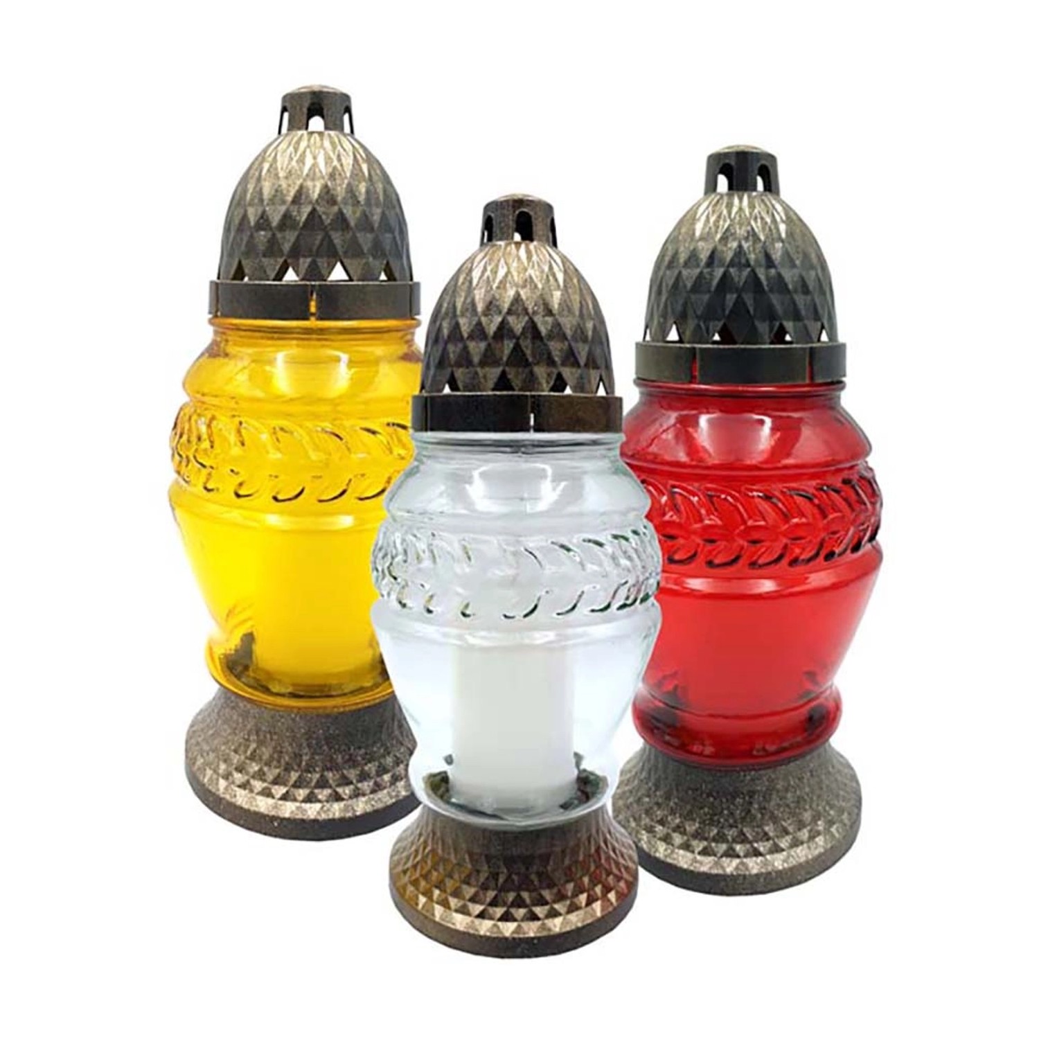 Hřbitovní lampa vč. náplně, různé barvy, 1 ks, 23 cm