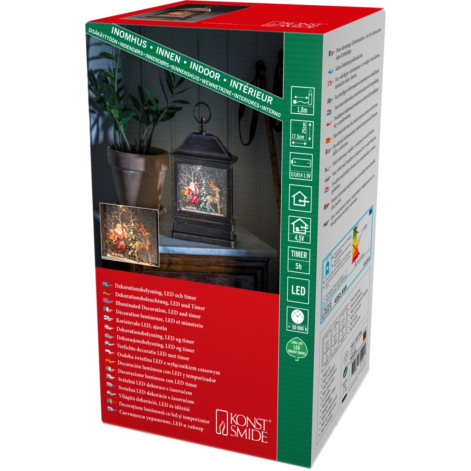 Konstsmide LED sněhová lucerna Santa Claus na saních 1 LED teplá bílá