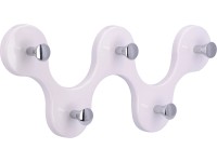 Háčková lišta, plastová, bílá lesklá chromovaná, 5 háčků Háčková lišta, plastová, bílá lesklá chromovaná, 5 háčků