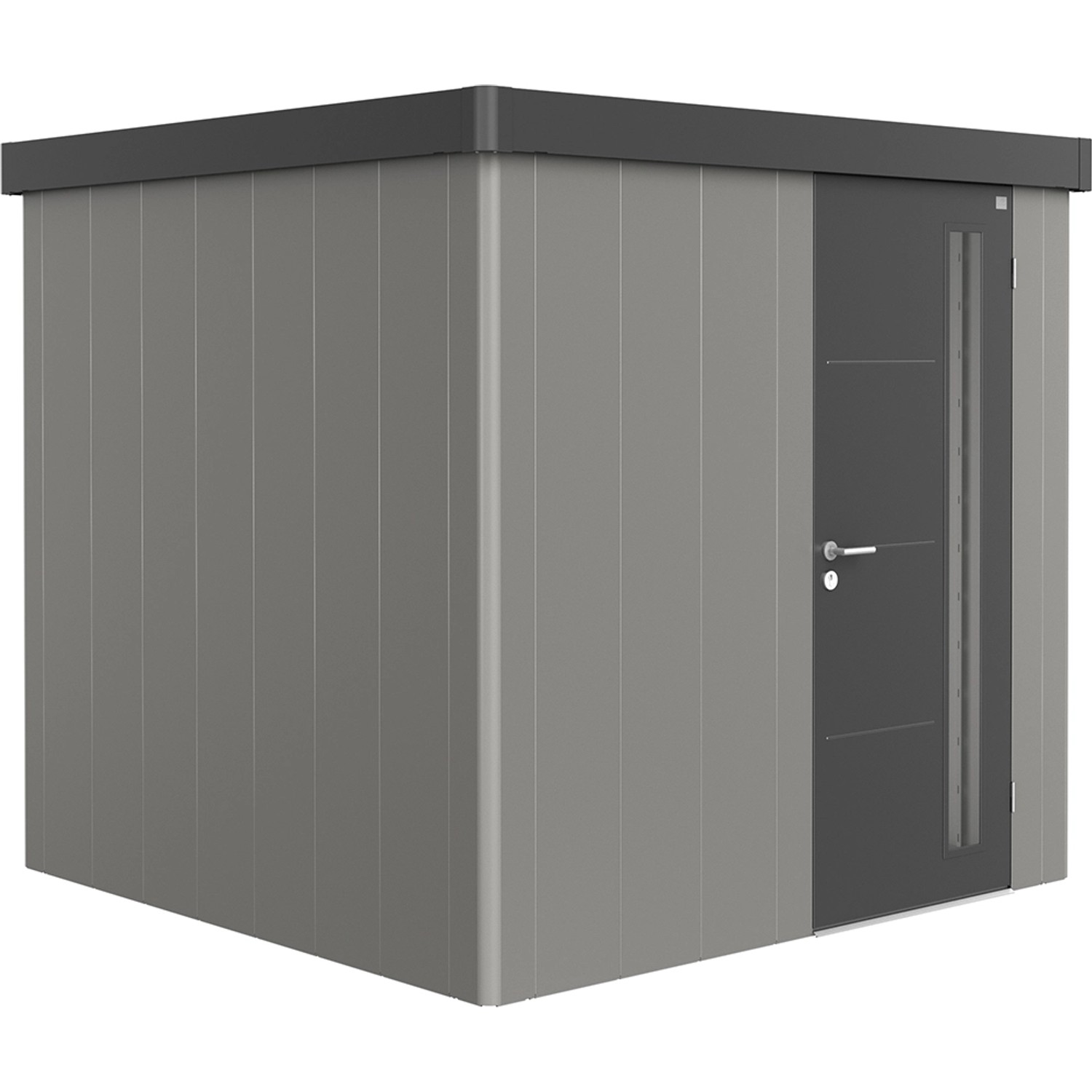 Biohort Plechový zahradní domek Neo2B 2.3 standardní dveře kř. šedá 236 x 236 cm