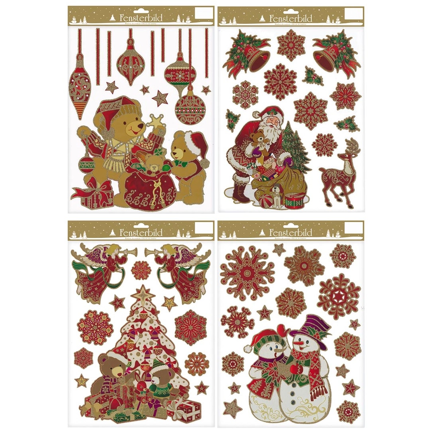 Vánoční dekorace obrázky na okno, 29 x 41 cm, 4 různé druhy