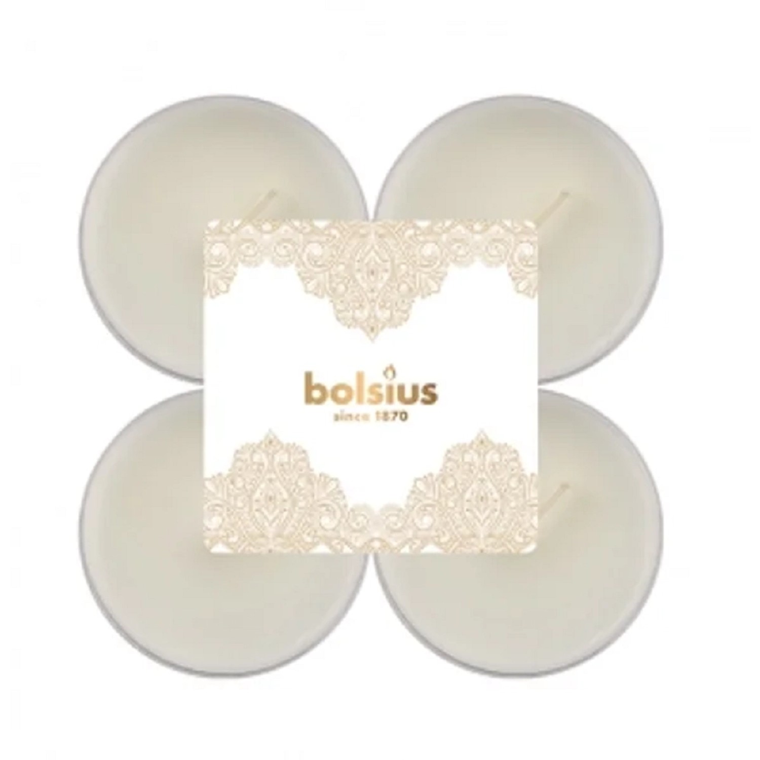 Bolsius Vonné čajové svíčky Maxi, zlatá krajka, 8 ks