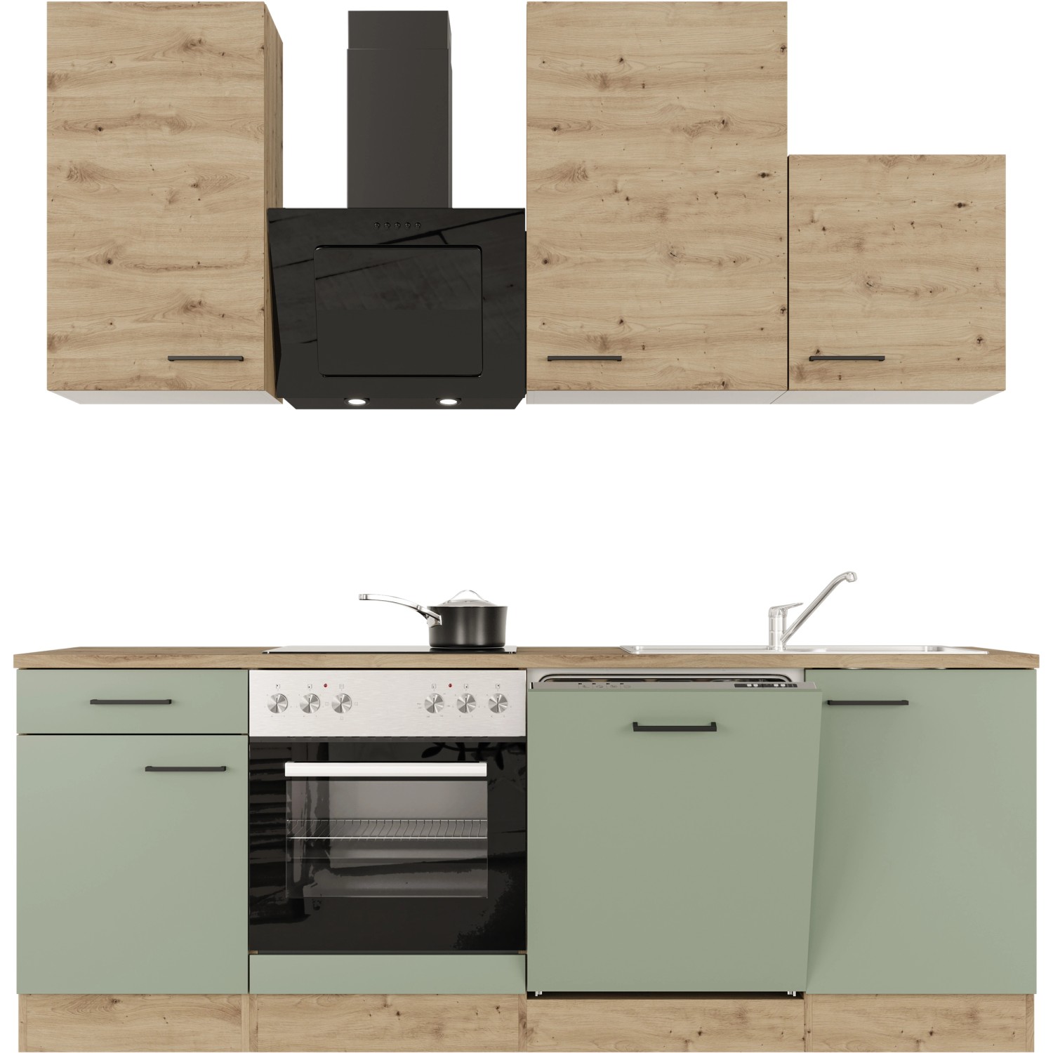 Flex-Well Kuchyně Cara 220 cm/typ 3 - trouba/varná deska/digestoř/myčka/dřez