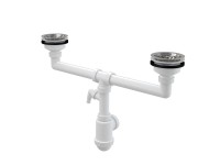 Alcadrain Sifon pro dvoudřez s nerezovými mřížkami pr.115 a přípojkou