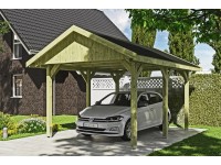 Skan Holz Přístřešek na auto Wallgau zelený, černé šindele, 380 x 500 cm