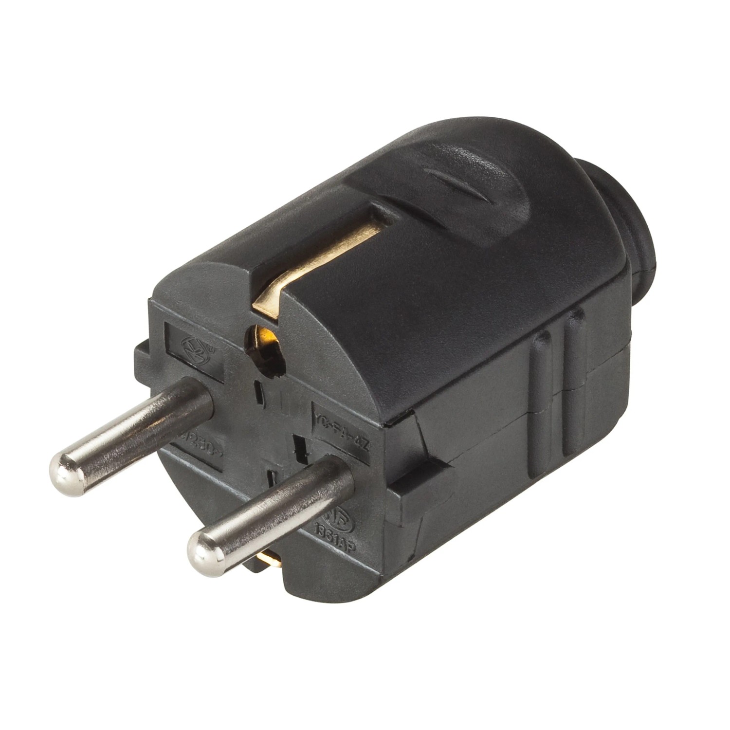 Zástrčka s ochranným kontaktem černá pr. 36,3 x 70,7 mm