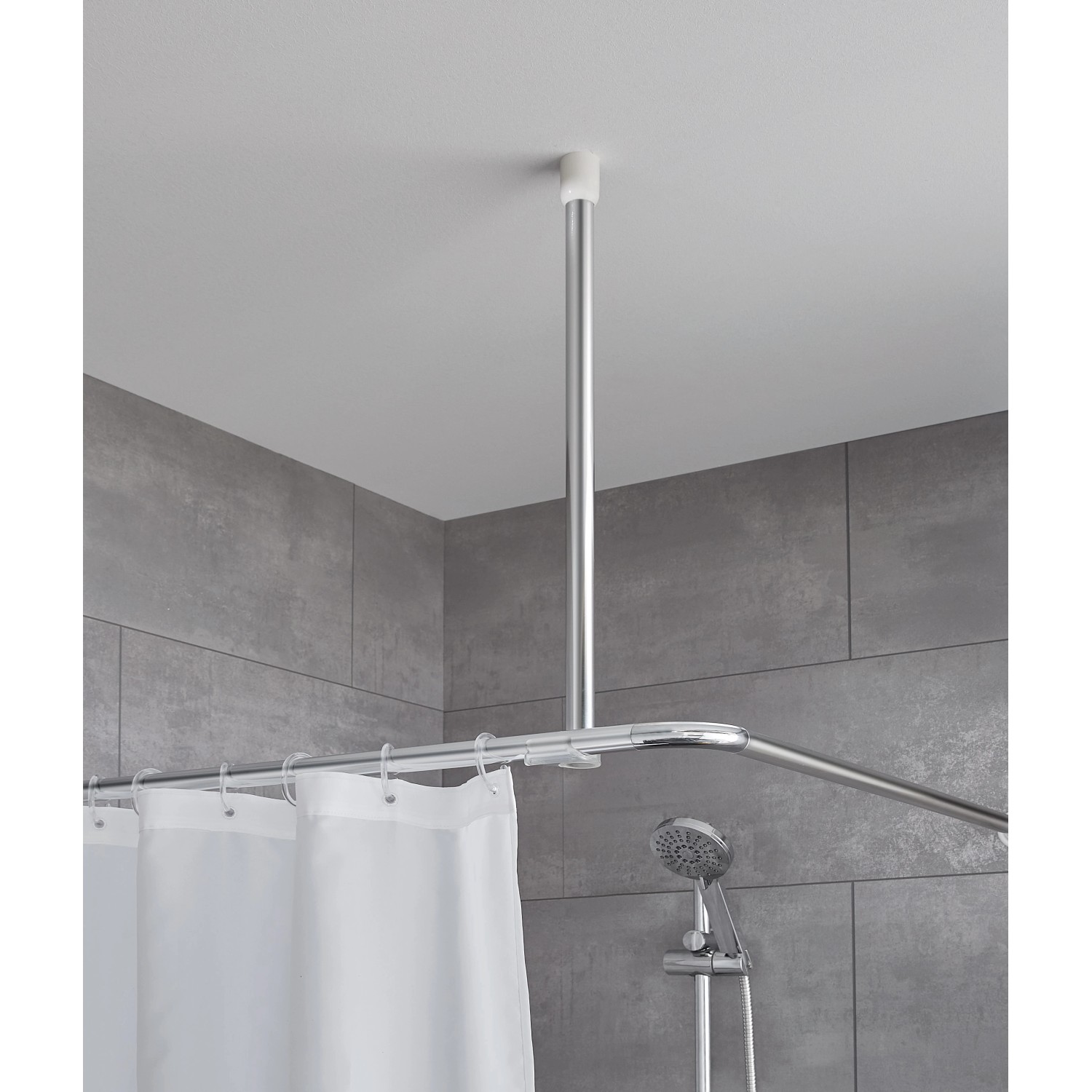 Kleine Wolke Plafondhouder Voor Douchestang - Chroom, 60 Cm Lang, Voor Stangen Met Diameter 25 Mm