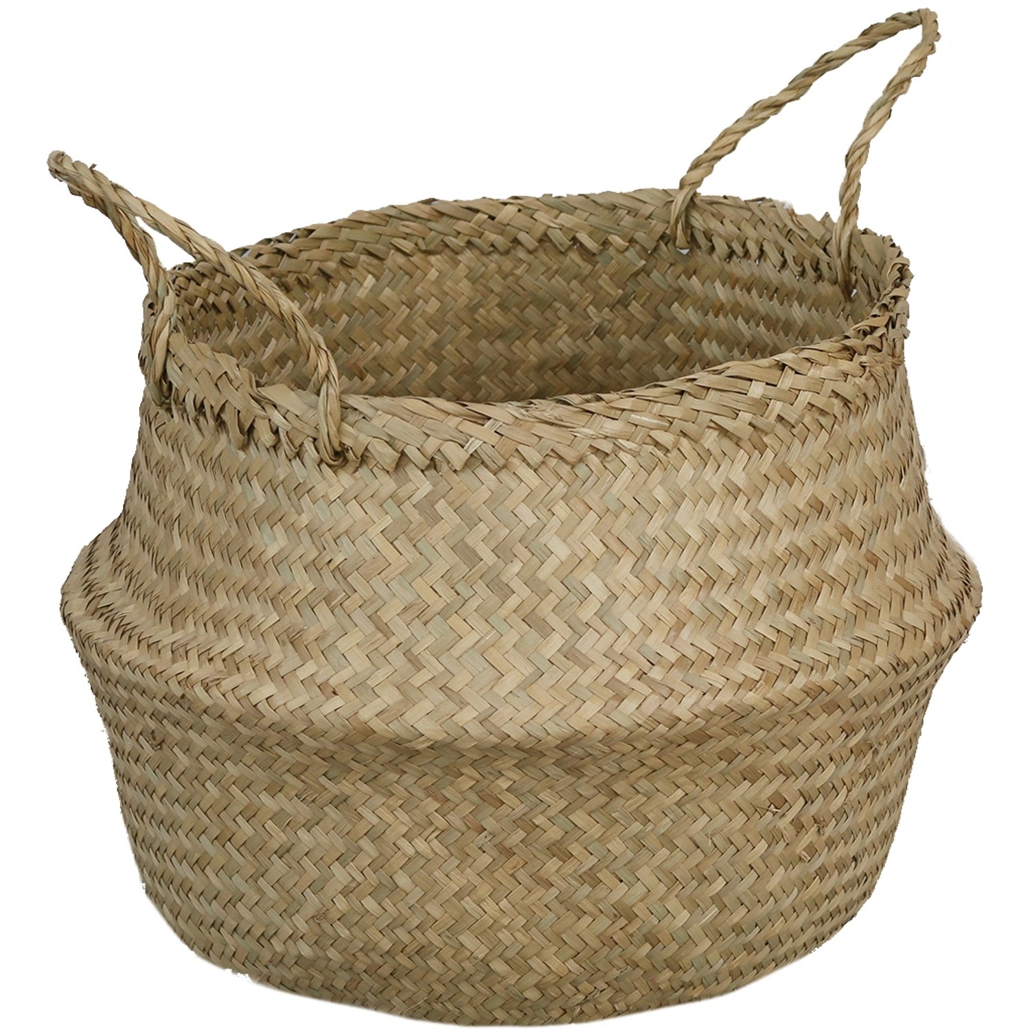Košík z mořské trávy s uchy, přírodní, pr. 40 x 35/47 cm