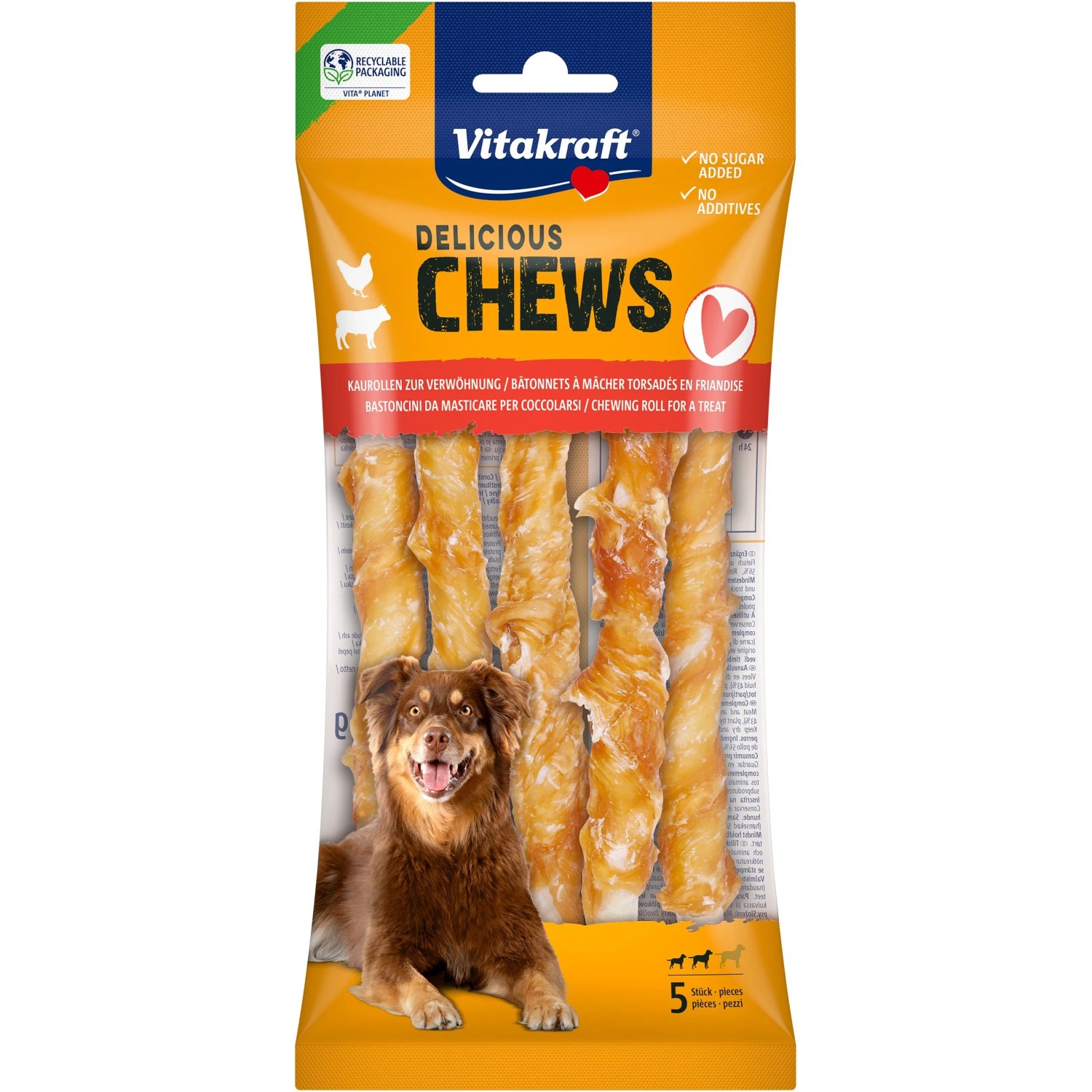 Vitakraft Pochoutka pro psy CHEWS rolls kuřecí M, 5 ks
