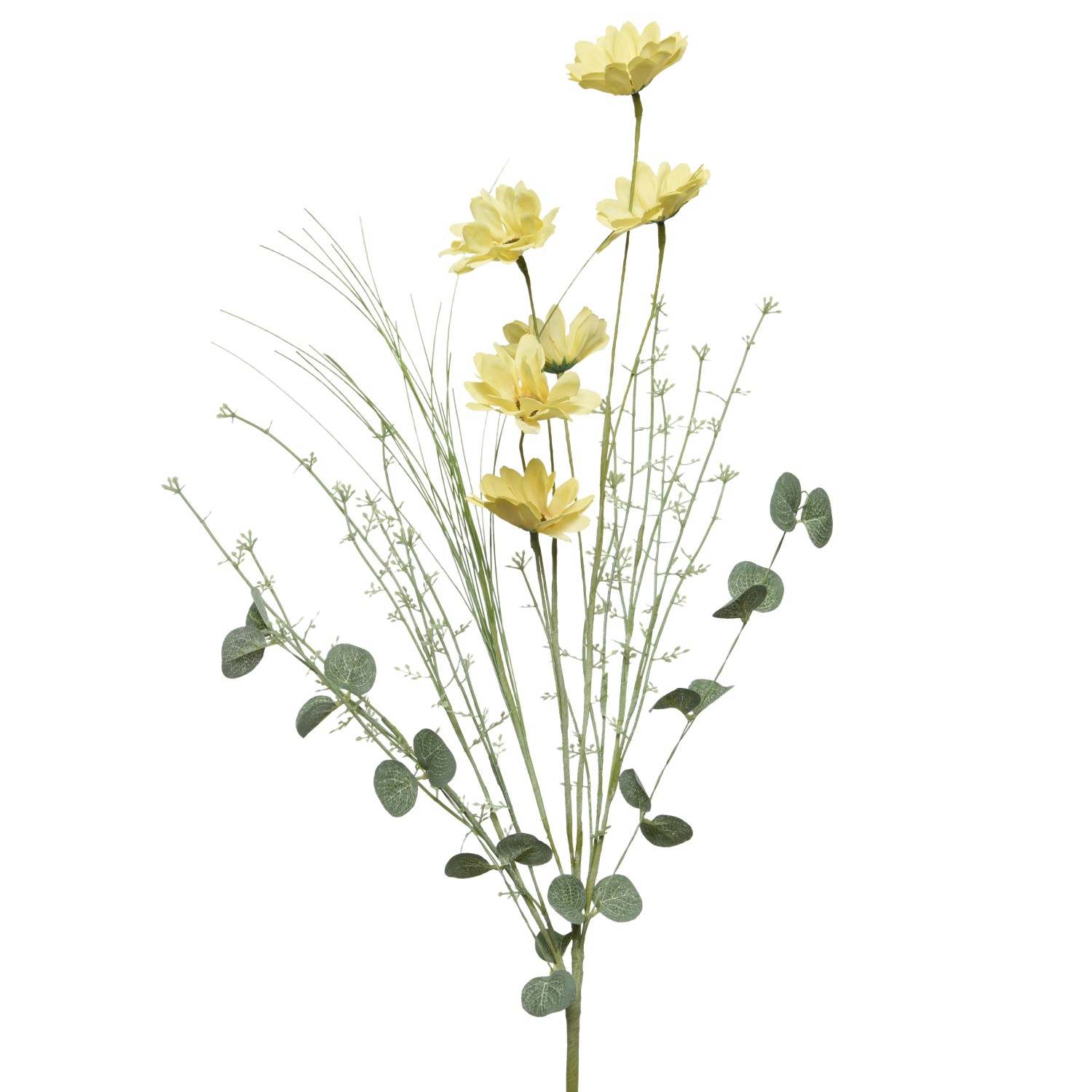 Umělá květina jiřina, jemně žlutá, 65 cm