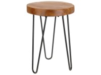 Koopman Stolička trojnohá, teakové dřevo/kov, pr. 30 x 42 cm