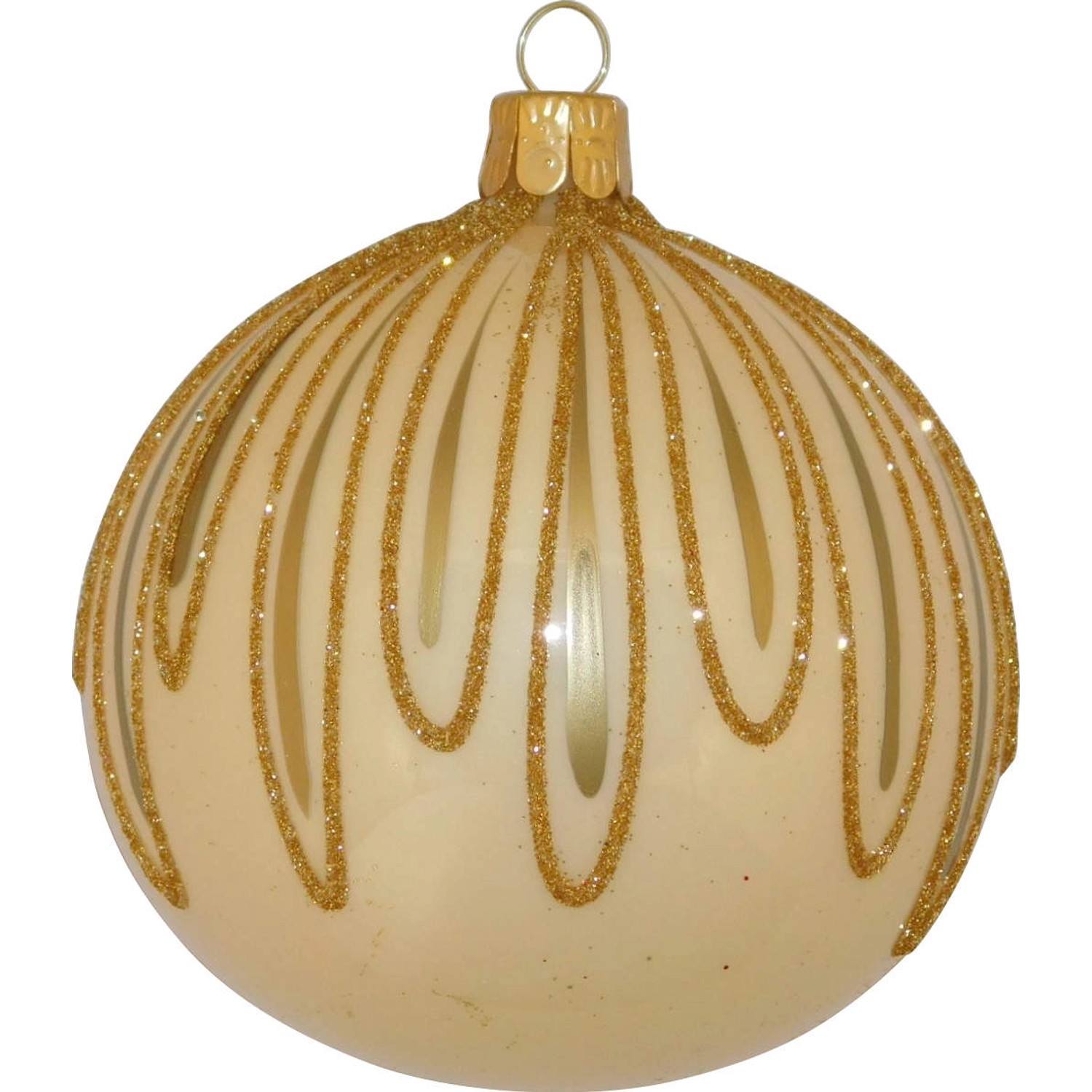 ORNEX Vánoční ozdoba skleněná koule se zlatými ornamenty zlatá, 8 cm