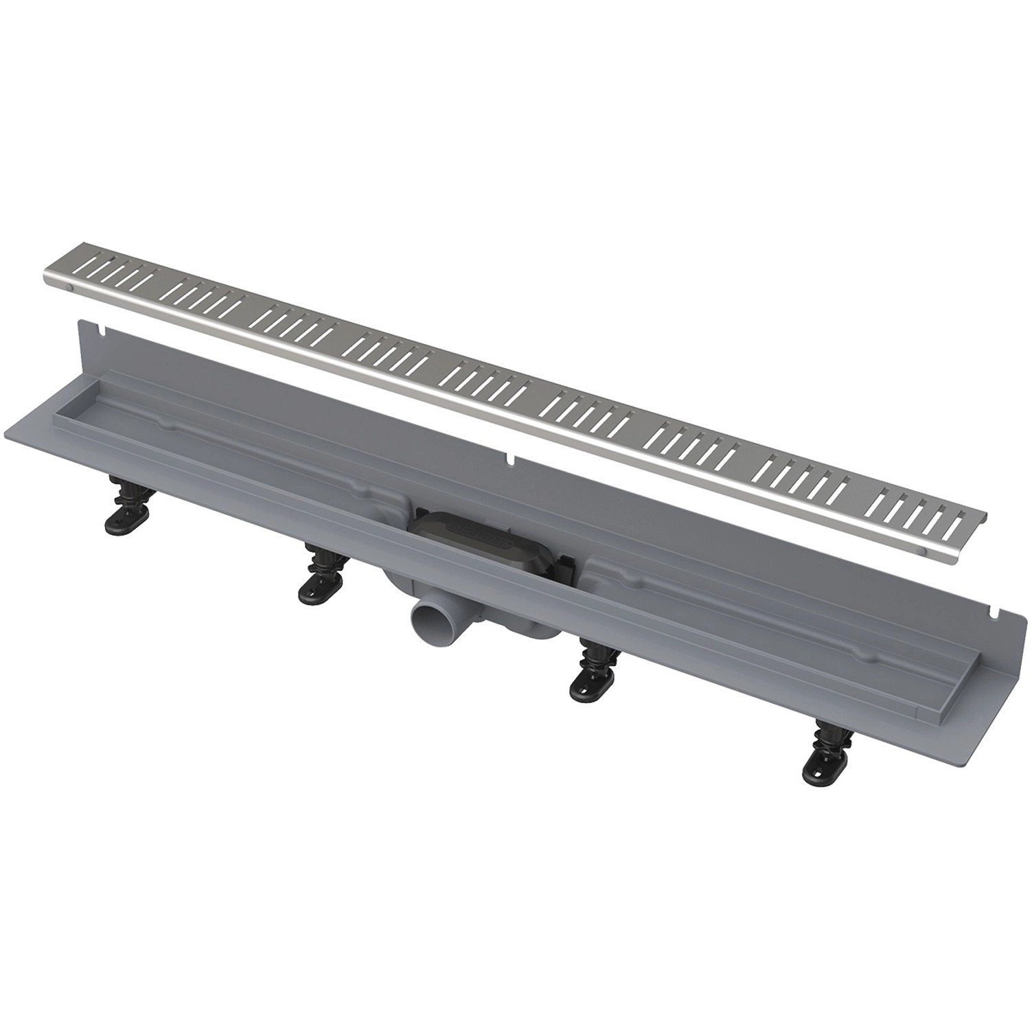 Podlahový žlab s okrajem pro perfor. rošt, s pevným límcem ke stěně APZ30-650M