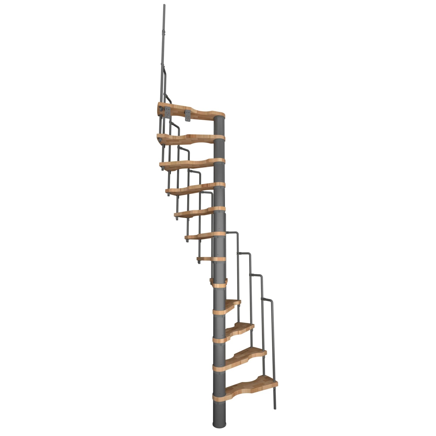Minka STAIRS Prostorově točité schodiště Suono buk/šedá 120 x 68 cm