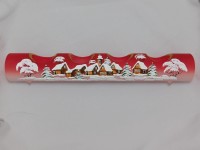 Ornex Skleněný vánoční svícen červená vesnice 41 cm