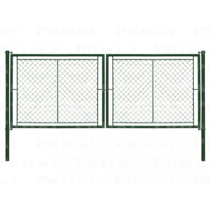 PILECKÝ Dvoukřídlá brána IDEAL II. Zn+PVC zelená 3605 x 1200 mm
