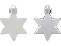 Ozdoby na vánoční stromeček hvězda, stříbrná/bílá, 5 cm, 12 ks