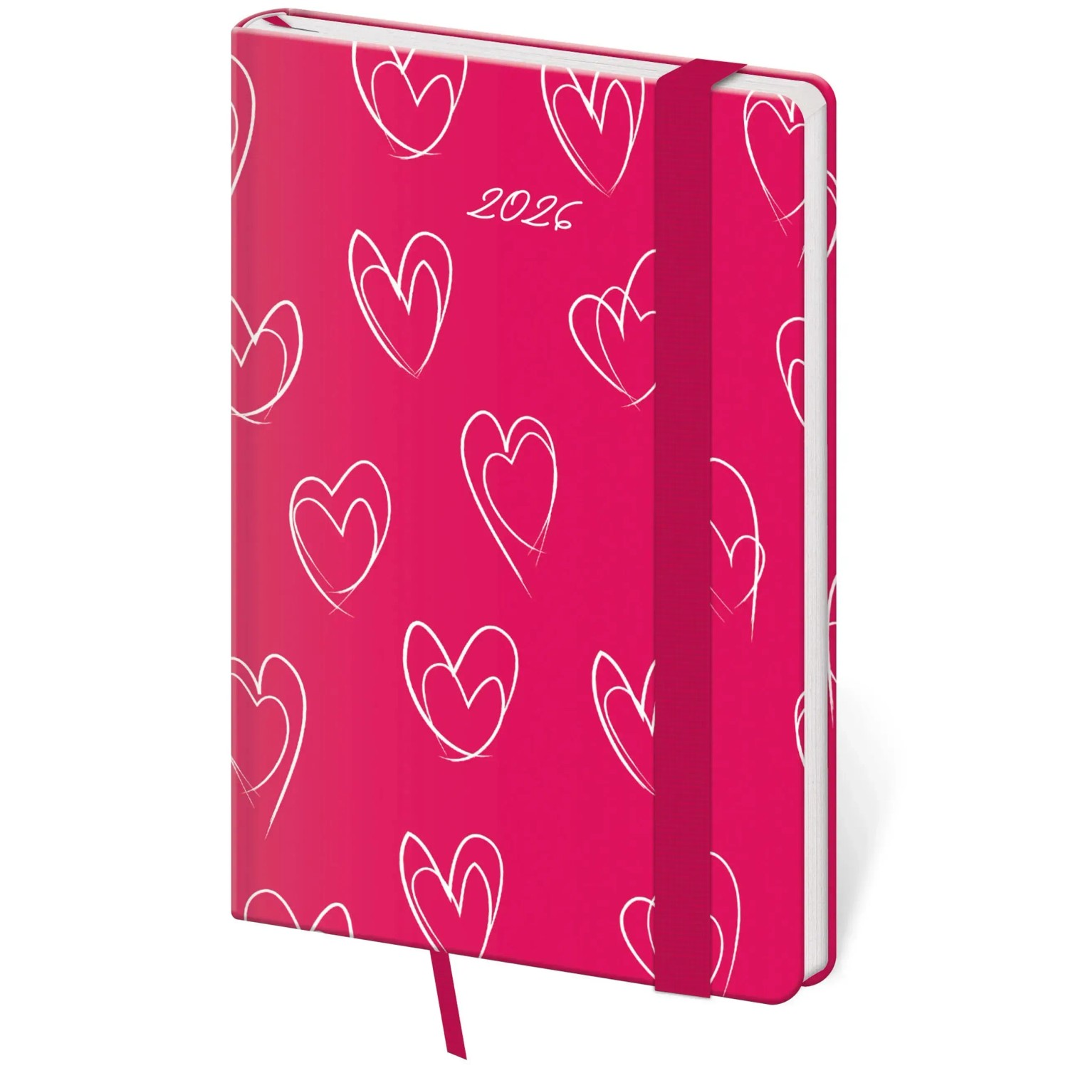Helma 365 Diář týdenní kapesní Vario 2026, Hearts s gumičkou