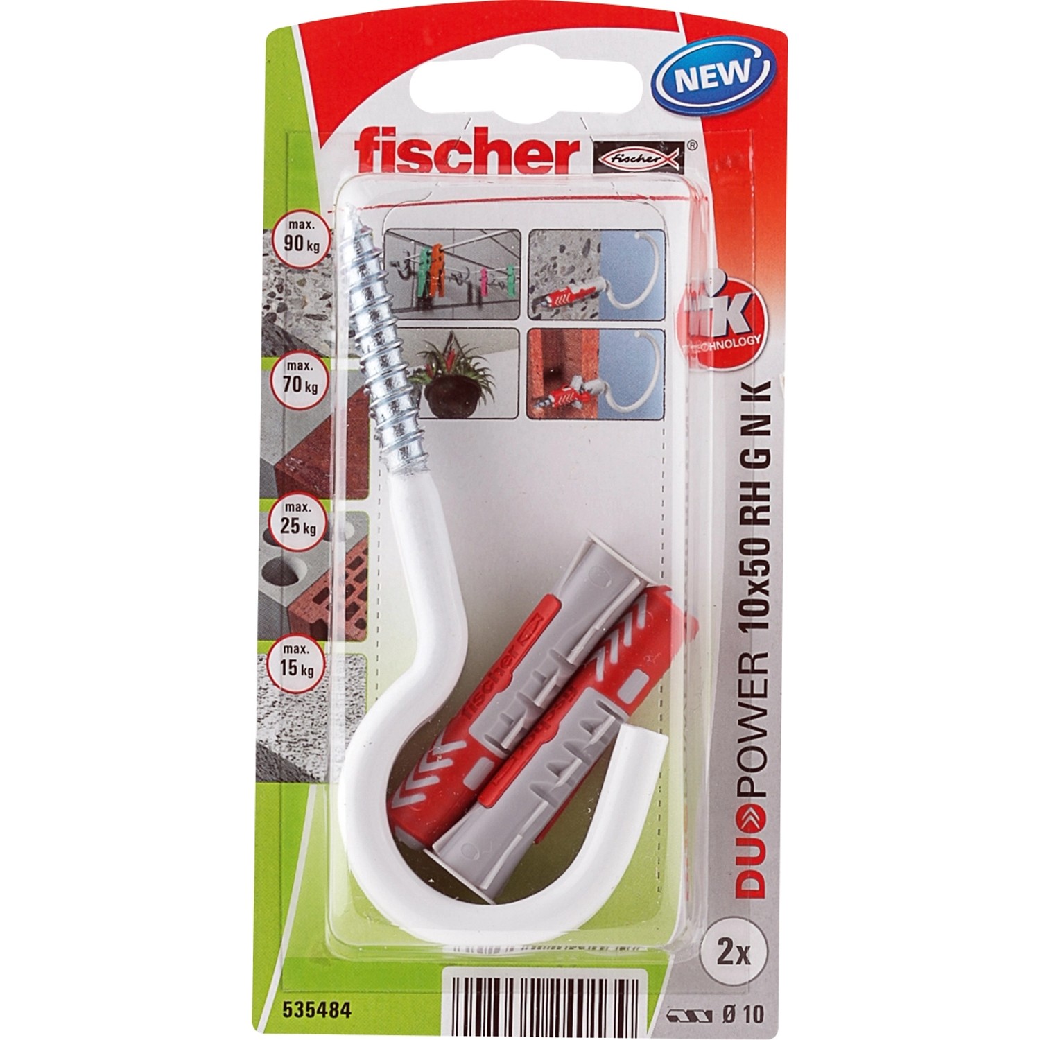 Fischer Hmoždinka DuoPower 10 x 50 RH G N K NV se skobou, 2 ks