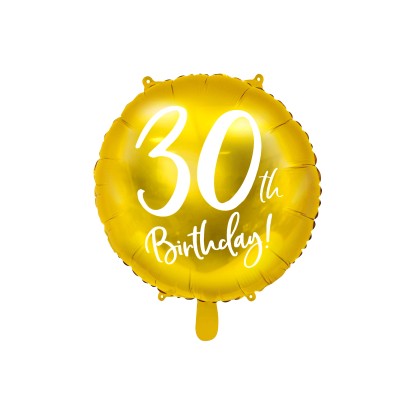 PartyDeco Balón fóliový číslo "30" zlatý 45 cm