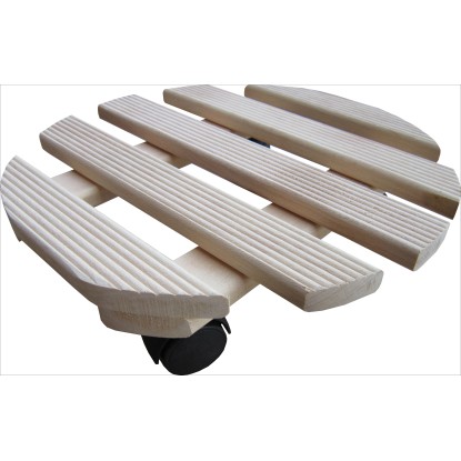 Vozík pod květináč kulatý rýhovaný buk přírodní 30 cm