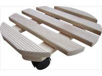 Vozík pod květináč kulatý rýhovaný buk přírodní 30 cm Vozík pod květináč kulatý rýhovaný buk přírodní 30 cm
