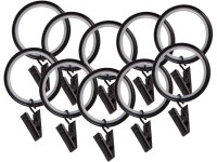 Záclonové kroužky s žabkami černé, 10 ks, pr. 25 mm