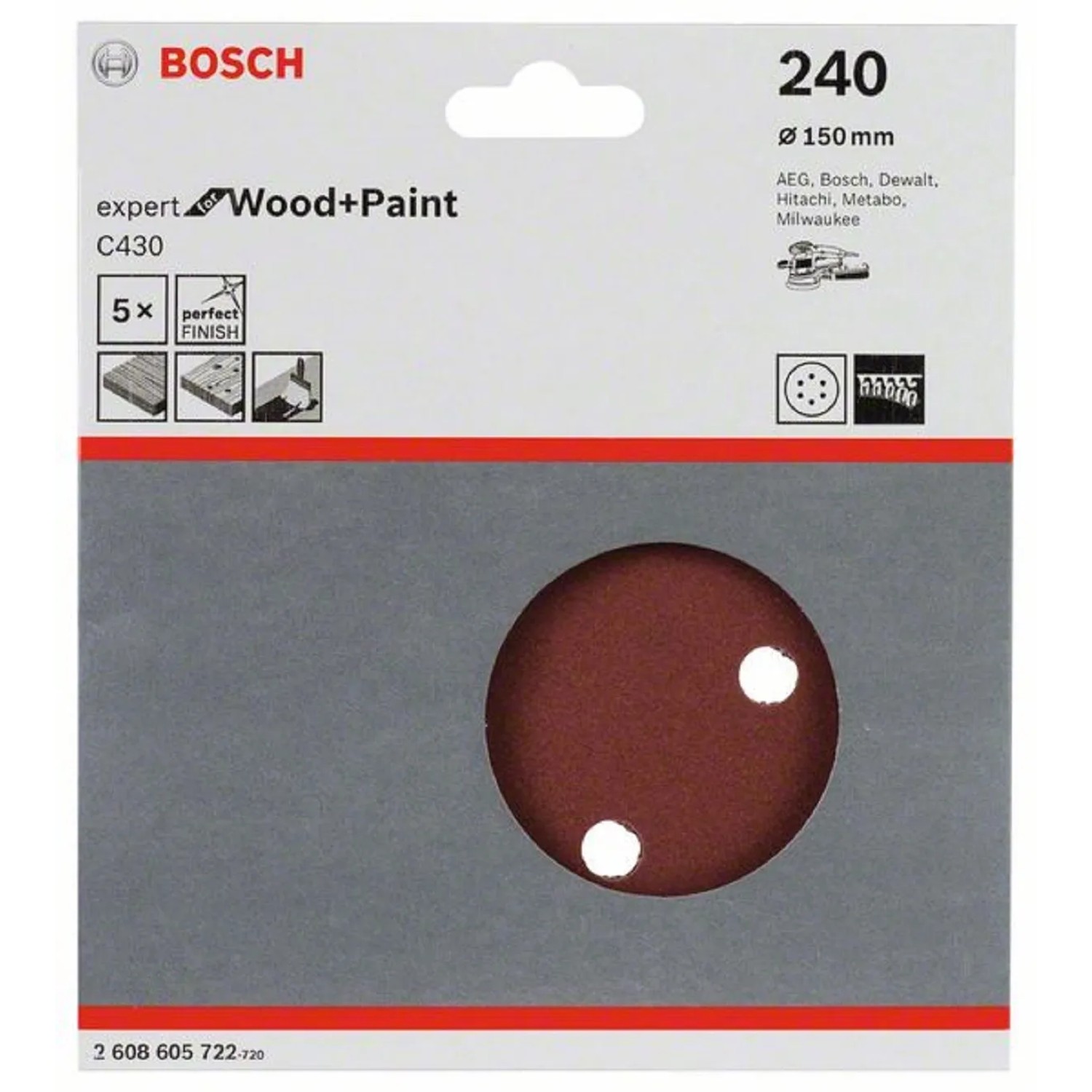 Bosch Brusný papír C430, 150 mm, 240, 5 ks