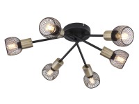 GLOBO Stropní 6bodové svítidlo Fiastra černé matné, pr. 600 mm, v: 180 mm