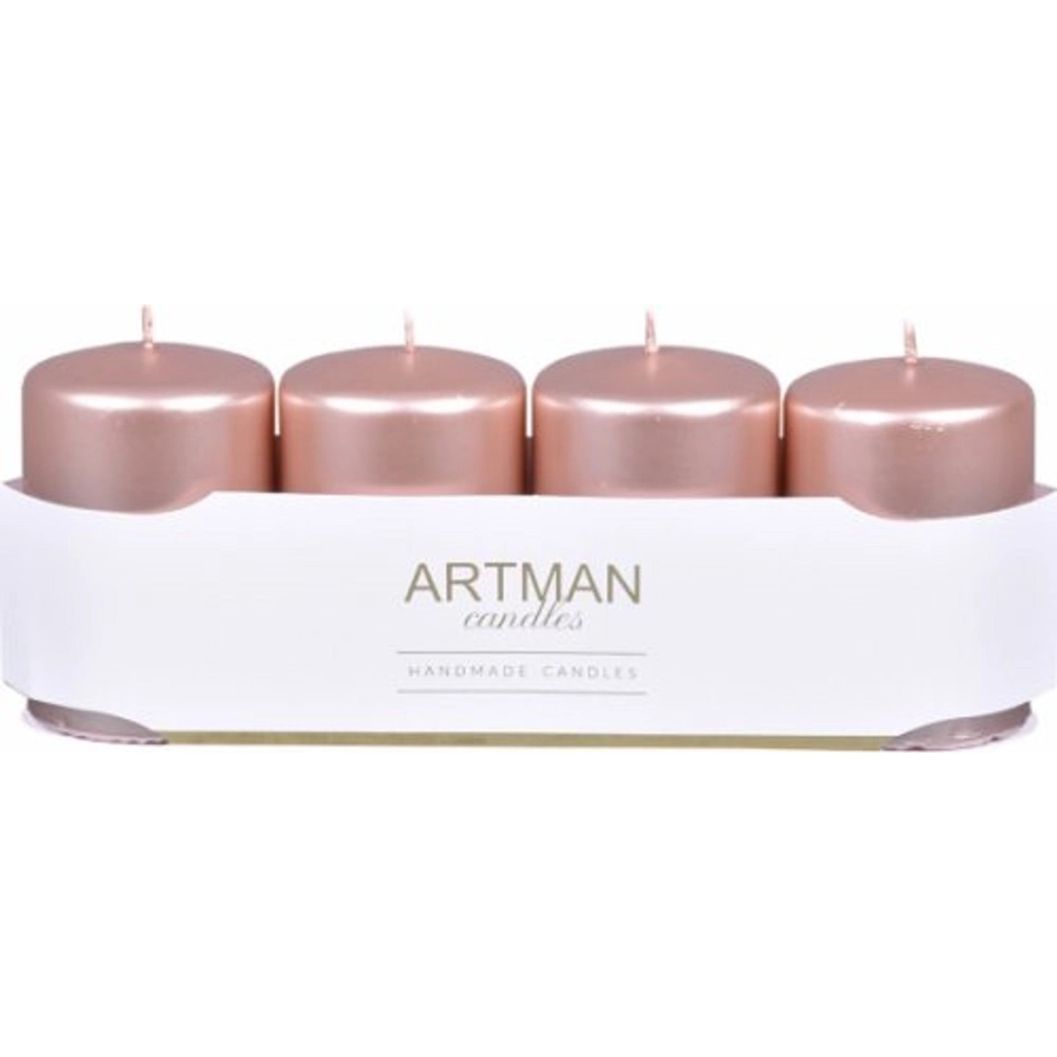 Adventní svíčky válcové metalické růžovo-zlaté 6 x 9 cm, 4ks