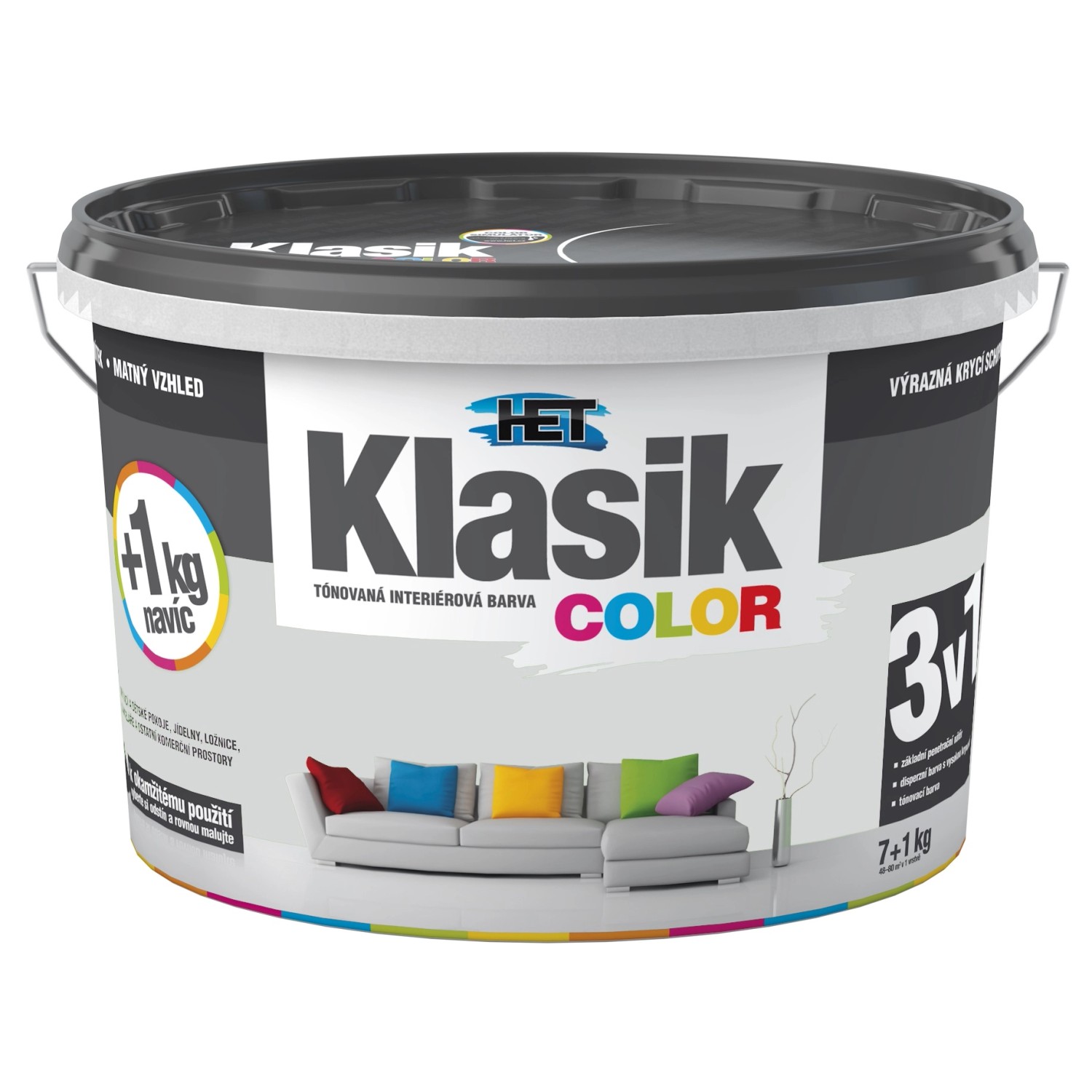 Het Klasik Color 0117 šedý platinový 7+1kg + akrylátový tmel HET 400g zdarma