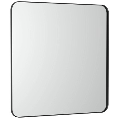 Roca Zrcadlo Luna s LED osvětlením, černý rám, 80 x 80 cm