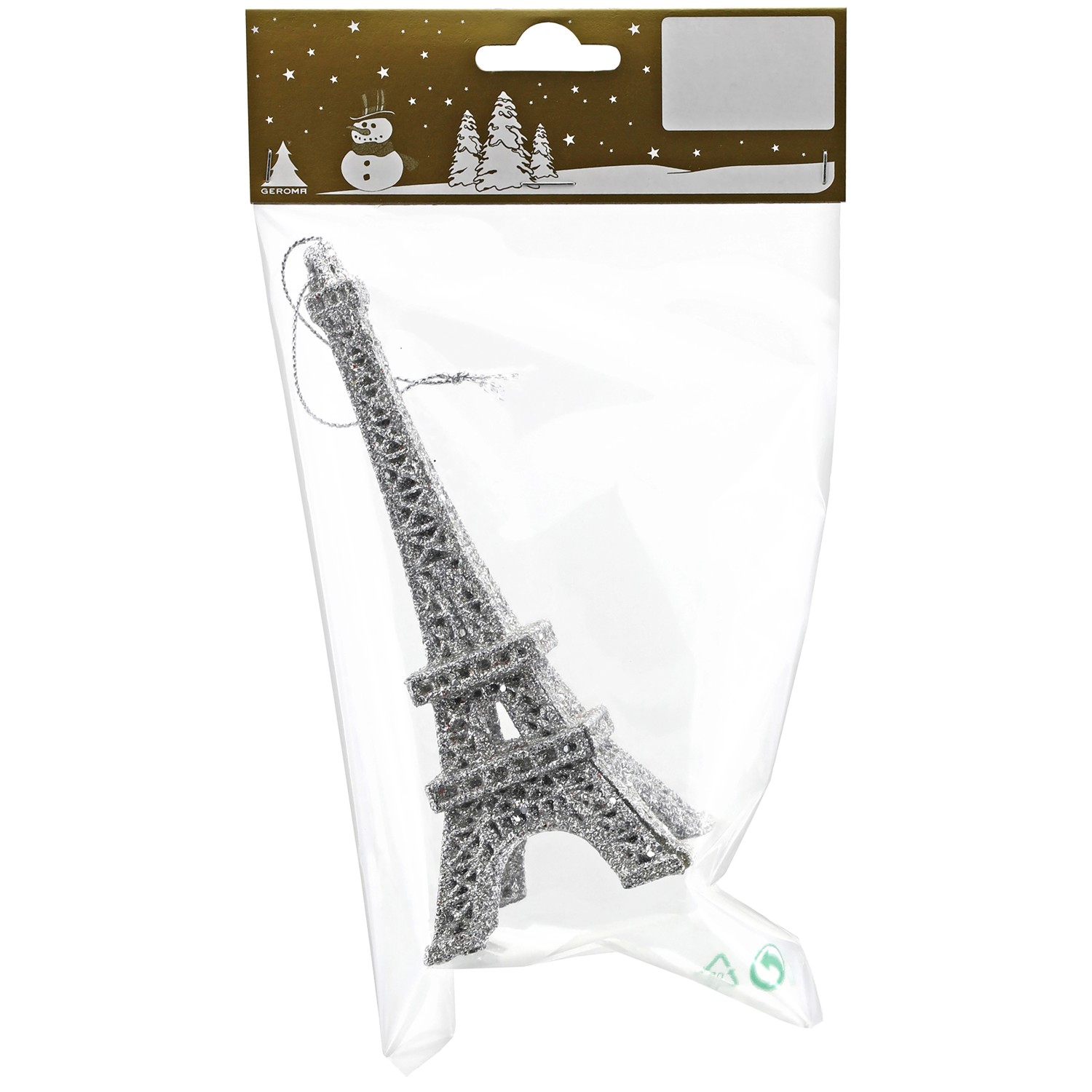 GEROMA Vánoční ozdoba Eiffelova věž plast stříbrná 6 x 15 cm