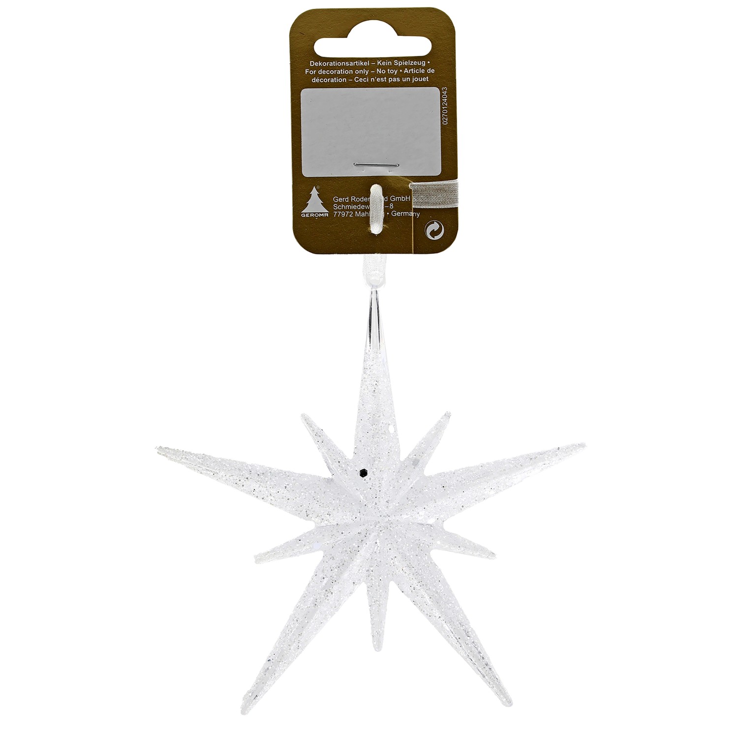 GEROMA Vánoční ozdoba hvězda plast bílá pr. 11 cm