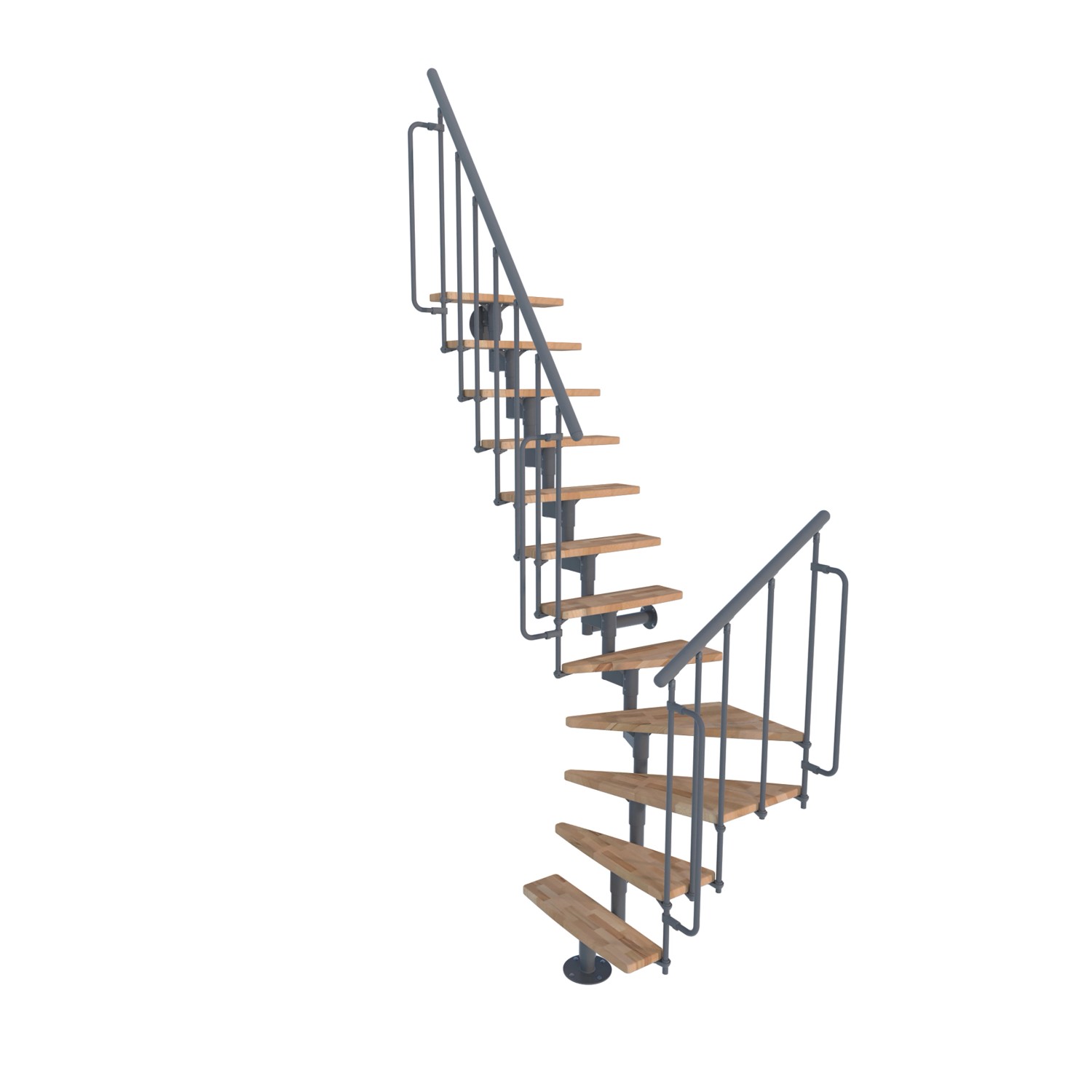 Minka STAIRS Lomené modulové schodiště Joker Turn buk/šedá, 304,2 cm