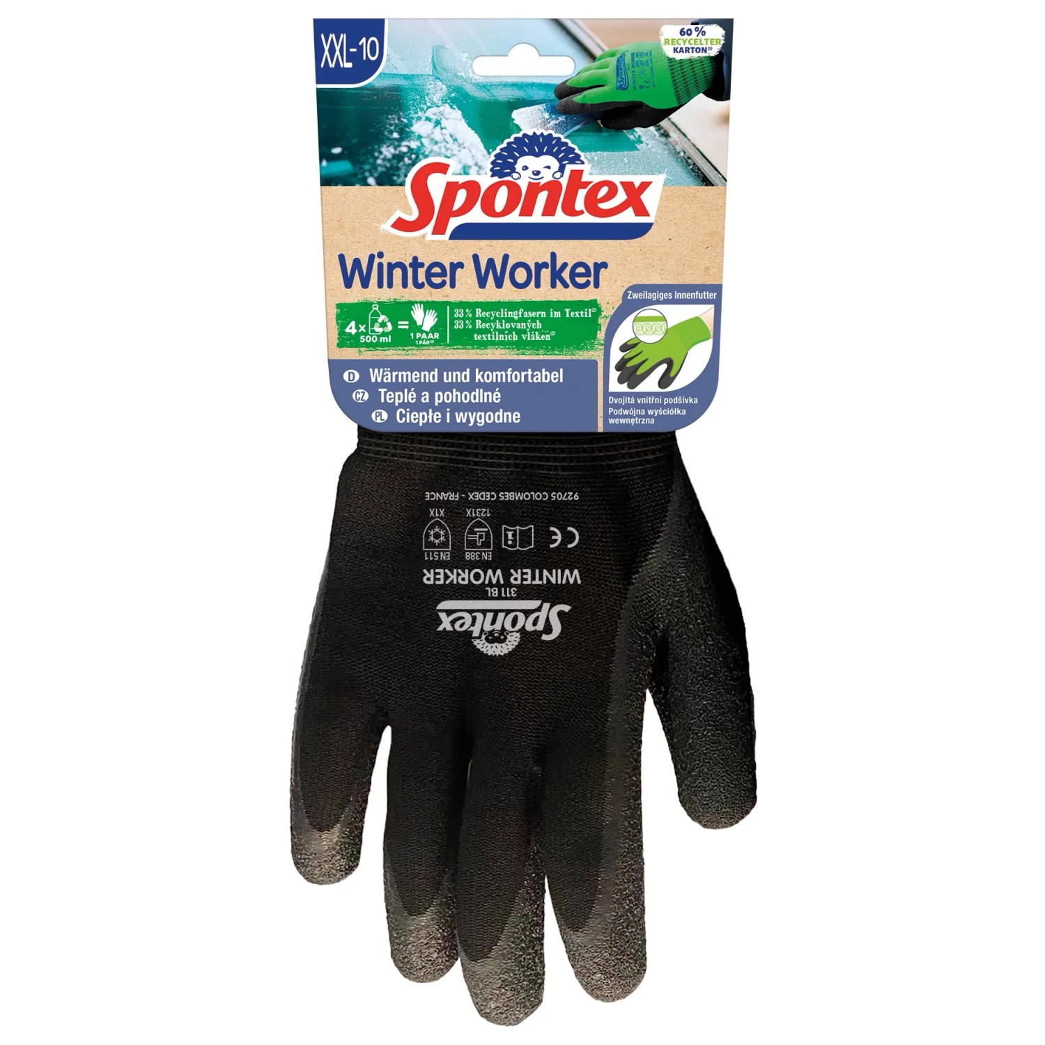 Spontex Rukavice z recyklovaných vláken Winter Worker, různé barvy, vel. XXL