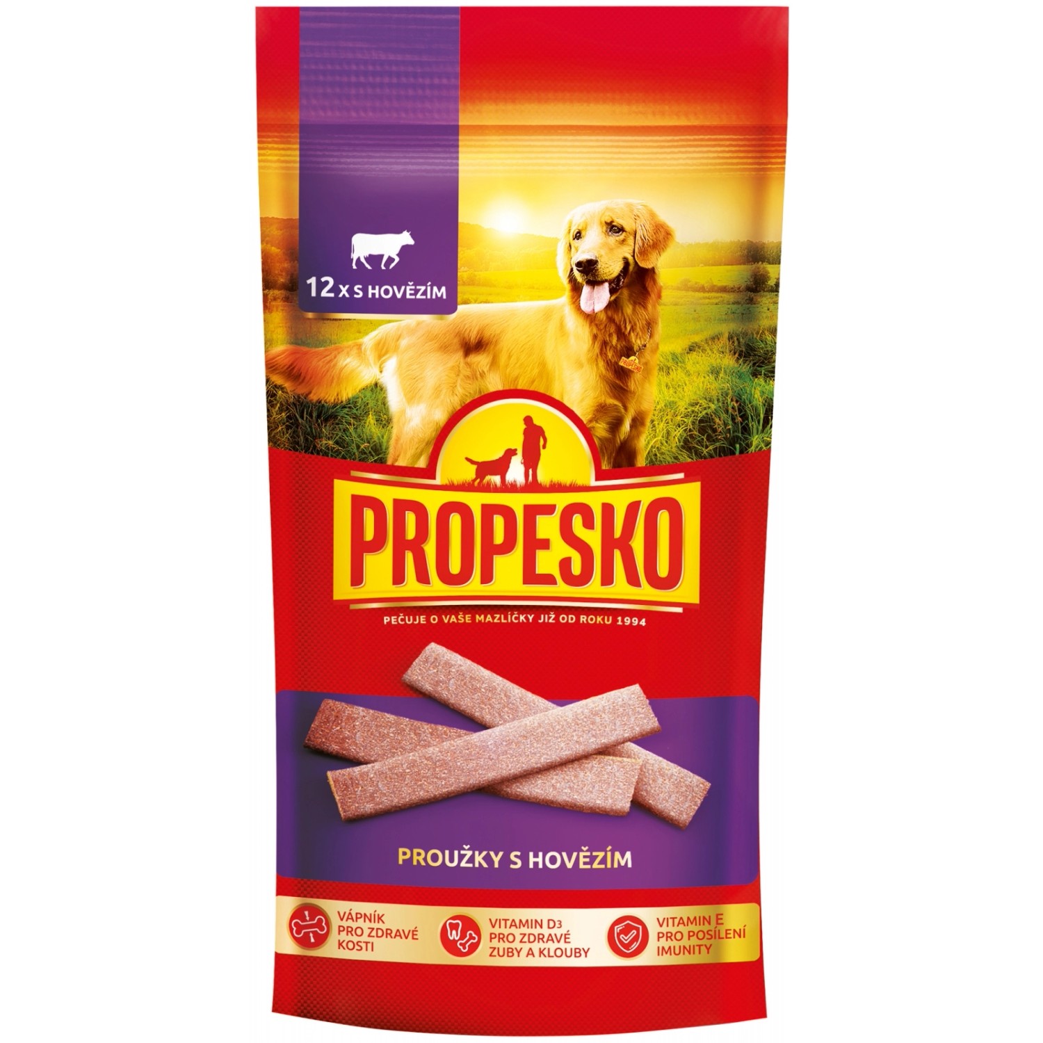 Propesko Masové proužky pro psy s hovězím 120 g