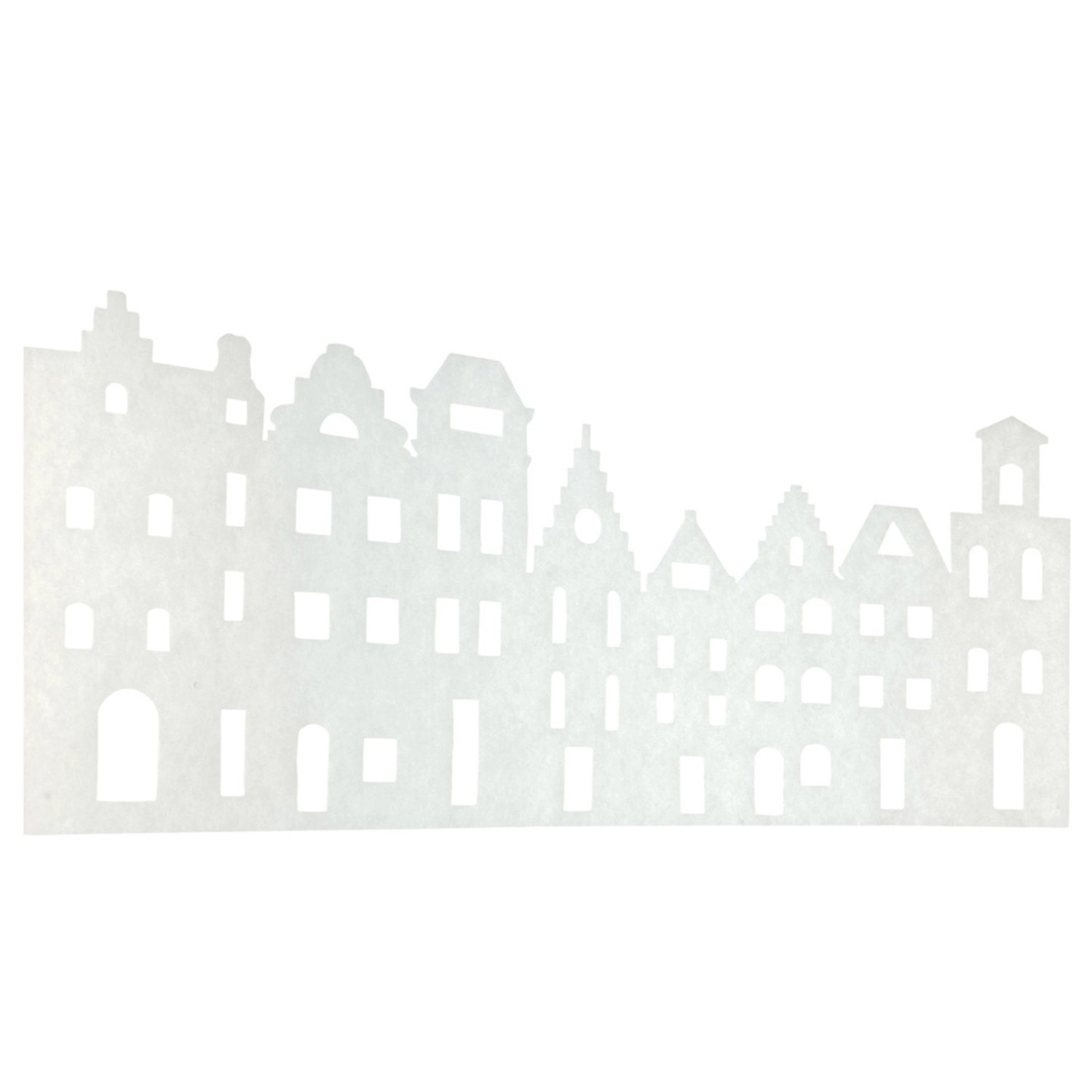 Okenní dekorace zasněžené štítové domy, 76 cm