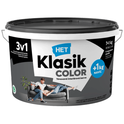 HET Klasik COLOR Tónovaná interiérová barva KC 0187 šedá antracitová, 7 + 1 kg