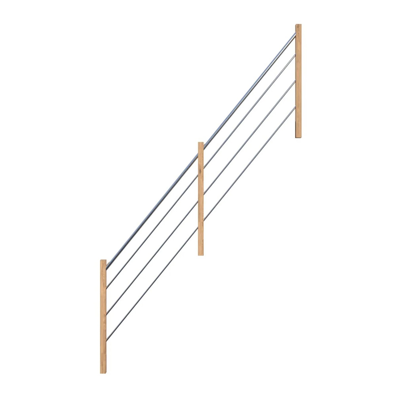 StarWood Nerezové a dřevěné zábradlí dubové pravé 365 cm