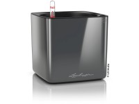 Lechuza Květináč Cube Glossy 16 antracitový, 160 x 170 x 170 mm