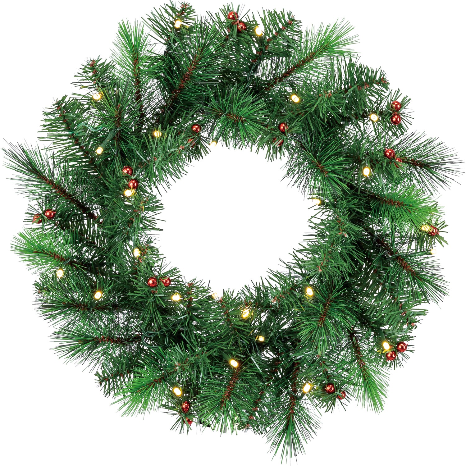 BWO Vánoční věnec jedle zelená 25x LED teplá bílá, pr. 45 x 10 cm
