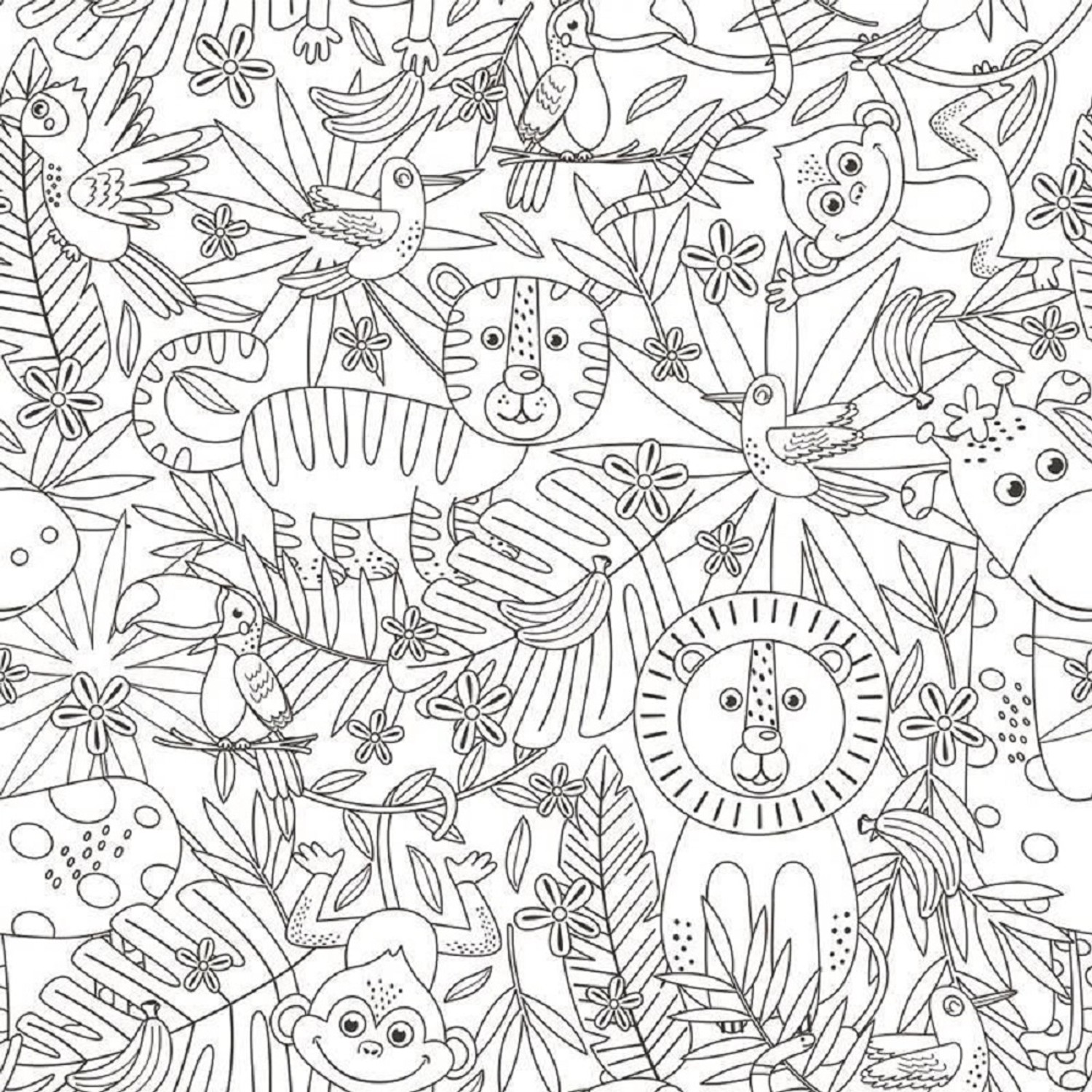 Gekkofix Samolepicí fólie, omalovánky s předtiskem džungle, 67,5 x 150 cm