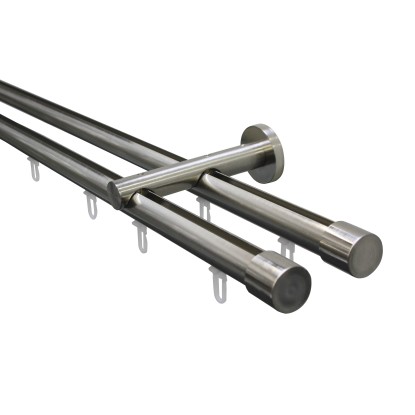 Gardinia Záclonová souprava Isa nerezová 2 tyče s pojezdem pr. 20 mm, 220 cm