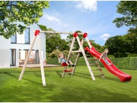 Weka Houpačka Tabaluga 816 A se skluzavkou, přírodní/červená, 350 x 286 x 218 cm Weka Houpačka Tabaluga 816 A se skluzavkou, přírodní/červená, 350 x 286 x 218 cm