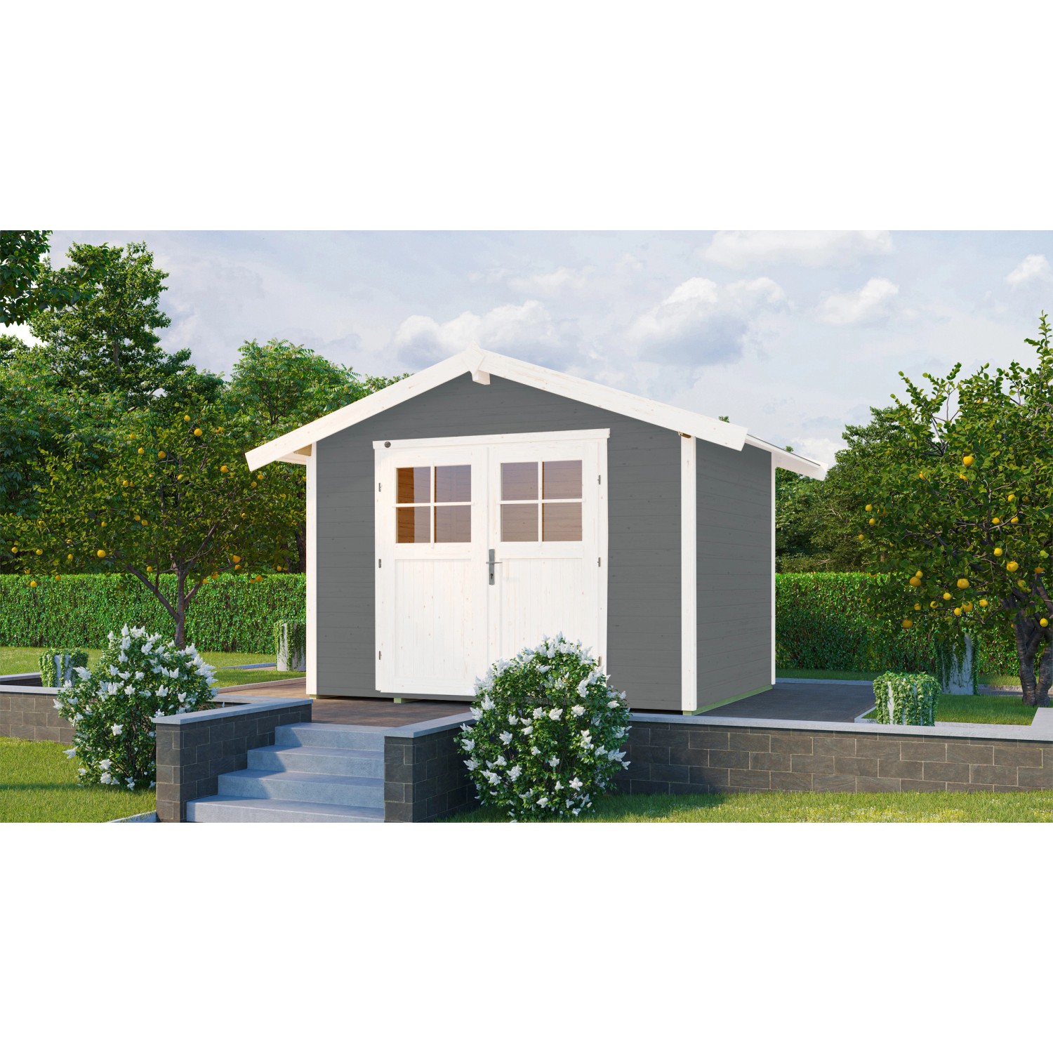 Weka Dřevěný zahradní domek 122 vel. 3, šedá, 301 x 205 cm
